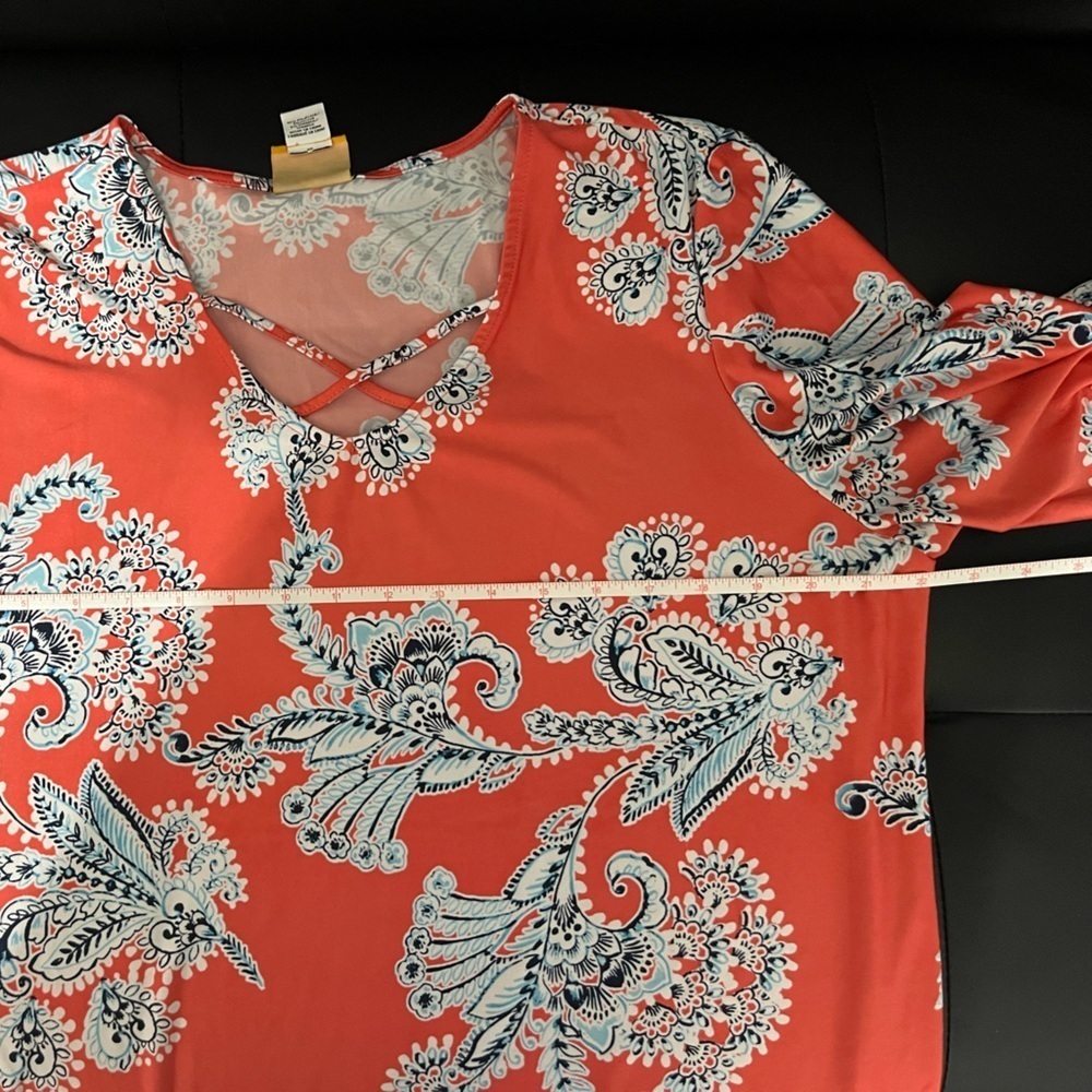Ruby Rd. Coral and White Paisley Dress - Picture 5 of 6